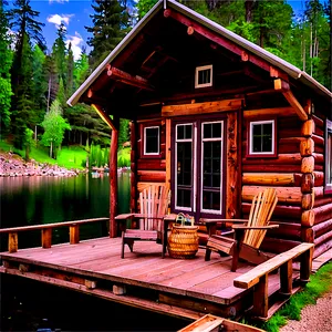 Rustic Lake Cabin Life Png 06282024 PNG image