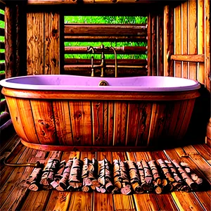 Rustic Log Cabin Bathtub PNG Wch PNG