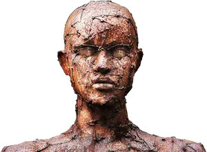 Rustic Metallic Bust Sculpture PNG image