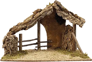 Rustic Nativity Stable Scene PNG image