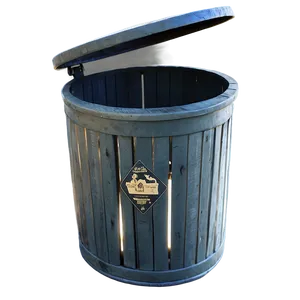 Rustic Trash Bin Rendering PNG 5