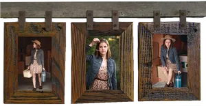 Rustic Triptych Photo Frames PNG image