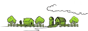 Rustic Village Nighttime Silhouette PNG image