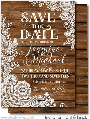 Rustic Wedding Save The Date Invitation PNG image