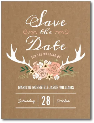 Rustic Wedding Savethe Date Card PNG image