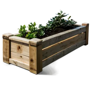 Rustic Wood Planter Box PNG 06282024