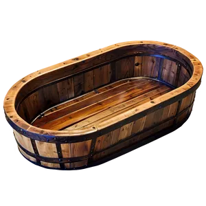 Rustic Wooden Bath Tub Png 06282024 PNG image