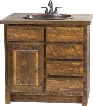 Rustic Wooden Bathroom Vanity Cabinet PNG image