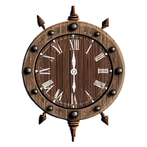 Rustic Wooden Clock PNG 04292024