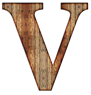 Rustic Wooden Letter V PNG