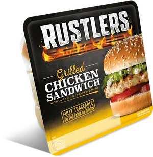 Rustlers Grilled Chicken Sandwich Packaging PNG image
