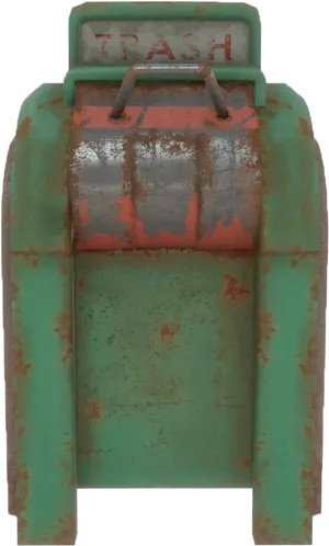 Rusty Green Trash Can PNG image
