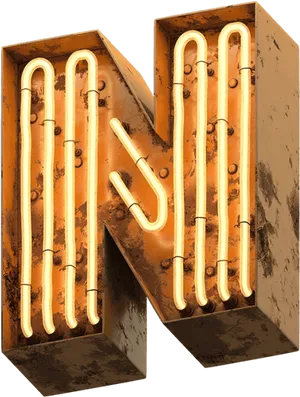 Rusty Neon Letter N PNG image