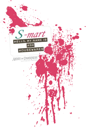 S Mart Ash Name Tag Bloody Background PNG image
