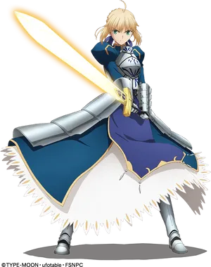 Saber Anime Character With Sword PNG image