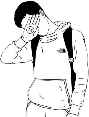 Sad Boy Covering Face PNG image