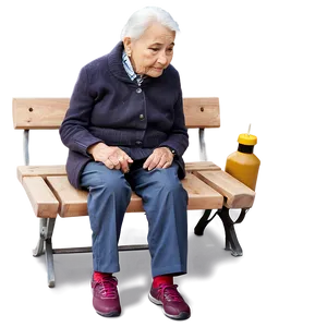 Sad Elderly Person Alone PNG 06122024