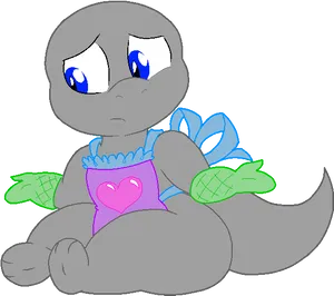 Sad Gray Ponywith Blue Mane PNG