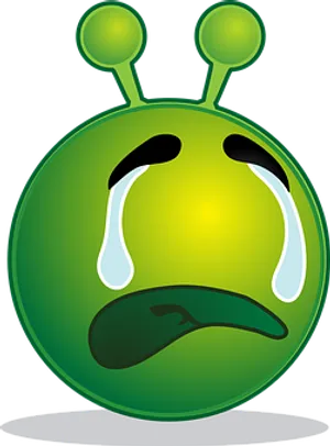 Sad Green Alien Cartoon PNG image