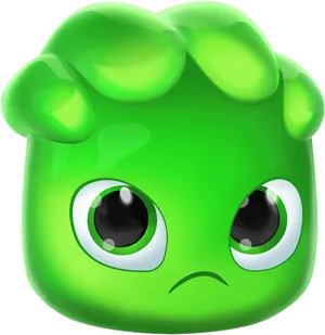 Sad Green Cartoon Frog PNG image