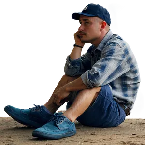 Sad Man Sitting PNG 06122024 PNG