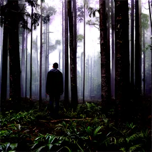 Sad Person In Misty Forest Png 90 PNG image