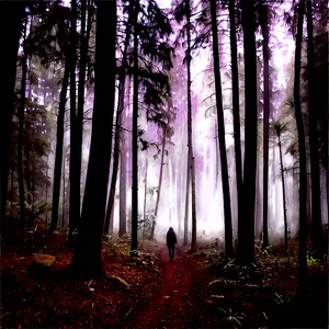 Sad Person In Misty Forest PNG Oug PNG
