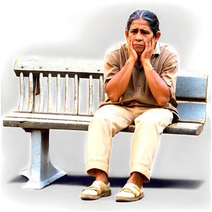 Sad Person On Bench PNG 69
