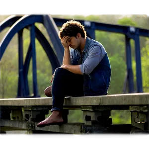 Sad Person On Bridge PNG 06122024