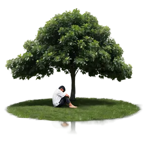 Sad Person Under Tree Png 06122024 PNG image