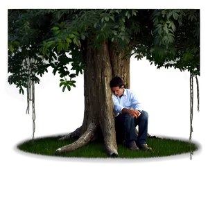 Sad Person Under Tree Png 55 PNG image