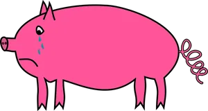 Sad Pink Cartoon Pig