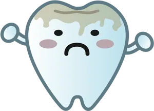 Sad Tooth Cavity Cartoon PNG image