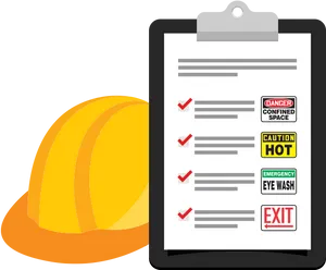 Safety Helmetand Checklist Vector PNG image