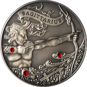 Sagittarius Zodiac Coin PNG image