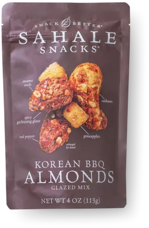 Sahale Snacks Korean B B Q Almonds Packaging PNG image