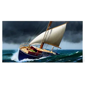 Sailboat In Stormy Sea PNG 05242024