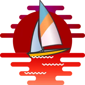 Sailing Yacht Sunset Illustration PNG image