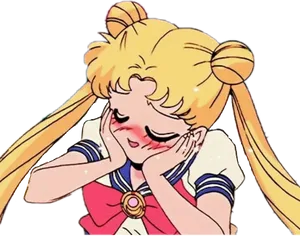 Sailor Moon Blushing Expression PNG image