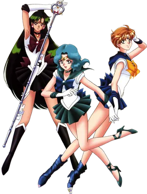 Sailor Moon Characters Posing PNG image