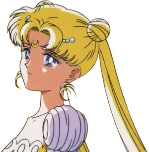 Sailor Moon Side Profile Emotional PNG image