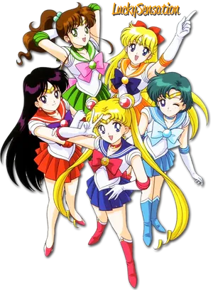 Sailor Moon Team Animated Characters PNG image