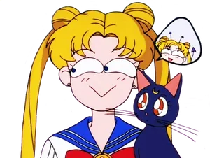 Sailor Moonand Luna Winking PNG image