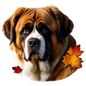 Saint Bernard In Autumn Leaves PNG Gyw91 PNG