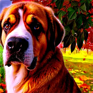 Saint Bernard In Autumn Leaves Png Ihx82 PNG image