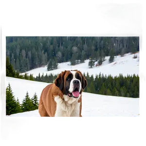 Saint Bernard In Snow Scene PNG 6 PNG
