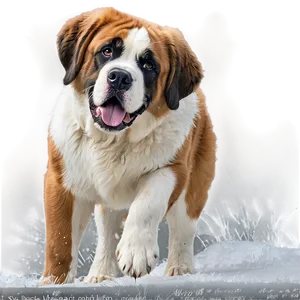 Saint Bernard In Snow Scene Png Ppo76 PNG image