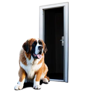 Saint Bernard Waiting At Door PNG Itn