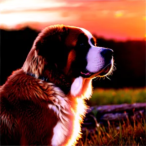 Saint Bernard Watching Sunset PNG 06252024 PNG