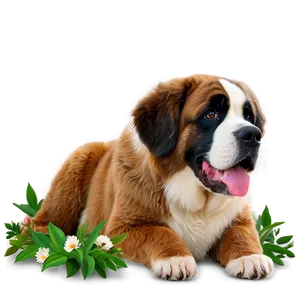 Saint Bernard With Flowers PNG 56